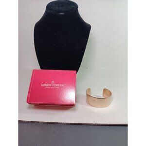 Vintage 70s Caroline Emmons Thick Gold Cuff Bracelet New With Orginal Box